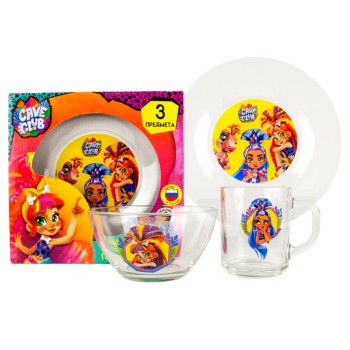 Умка. Набор стеклянной посуды "Cave club" ( кружка, тарелка и салатник) арт.GP51752CB