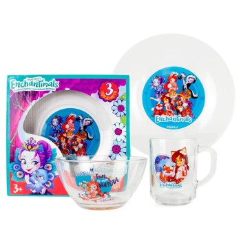 Умка. Набор стеклянной посуды "Enchantimals"( кружка, тарелка и салатник) арт.GP51760EN