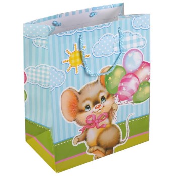 Играем вместе. Пакет подарочный "Мышка" 26х32х14 см глянцевый в пак. арт.CLRBG-NYS1-02-1 /12
