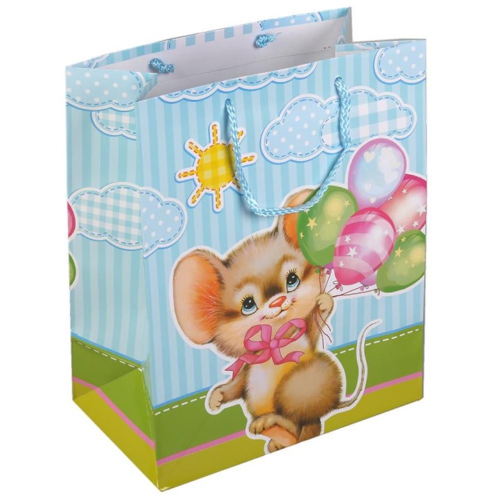 Играем вместе. Пакет подарочный "Мышка" 26х32х14 см глянцевый в пак. арт.CLRBG-NYS1-02-1 /12