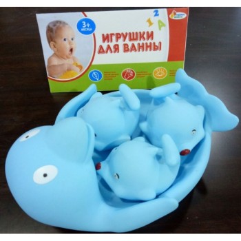 Играем вместе. Игрушки для ванной "Дельфин-мыльница" с 3 дельфинами в сетке арт.В1326953