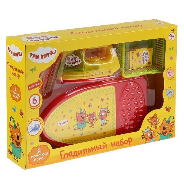 Играем вместе. Гладильный набор. "Три кота." арт. B1411292-R2 на бат. свет+звук в кор.