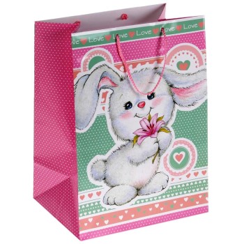 Играем вместе. Пакет подарочный "Зайка" глянцевый 33х46х20см в пак. арт.CLRBG-ZAI2-03 /12