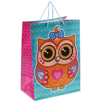 Играем вместе. Пакет подарочный "Совы" глянцевый 33х46х20см в пак. арт.CLRBG-SOV2-03 /12