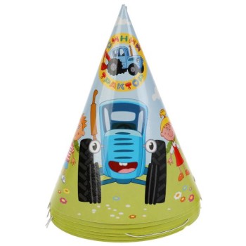 Набор праздничных колпачков "Синий трактор" 6 шт. арт.BH-53662-BT