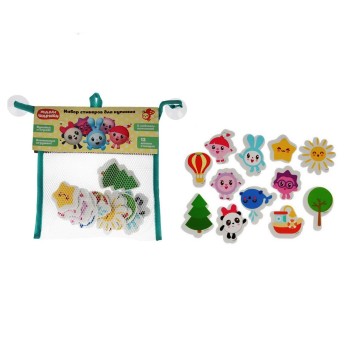 Капитошка. Игрушка для ванны "Малышарики" набор стикеров ЕВА 12 шт. сумочка сетка арт.EV12-ML