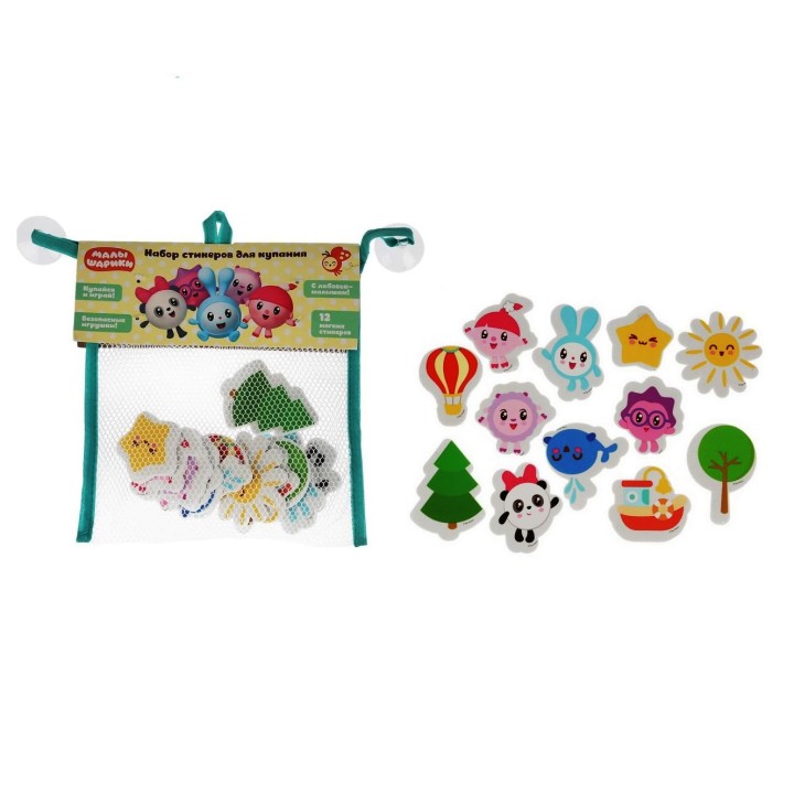 Капитошка. Игрушка для ванны "Малышарики" набор стикеров ЕВА 12 шт. сумочка сетка арт.EV12-ML