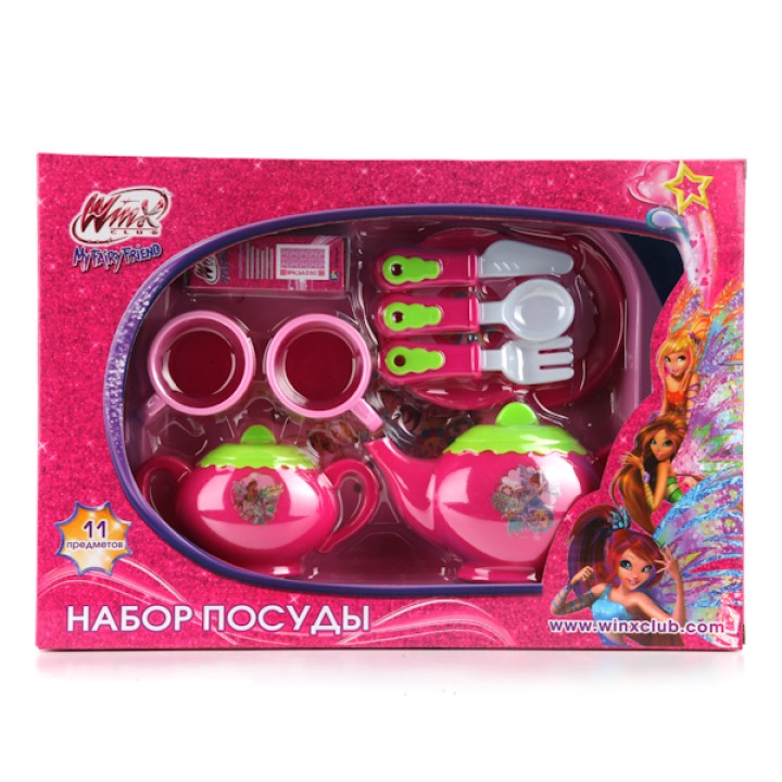Играем вместе. Набор посуды "Winx", арт.NF2872-R пластик 11 пред.