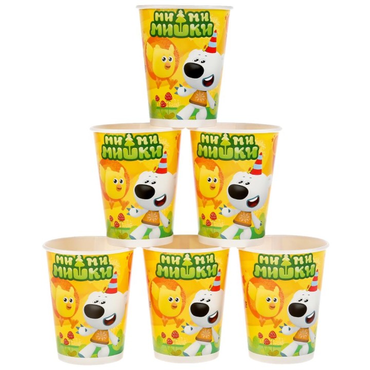 Веселый праздник. Стаканы бумажные "МиМиМишки" 6 шт. пакет+хедер арт.CP-51978-MIMI