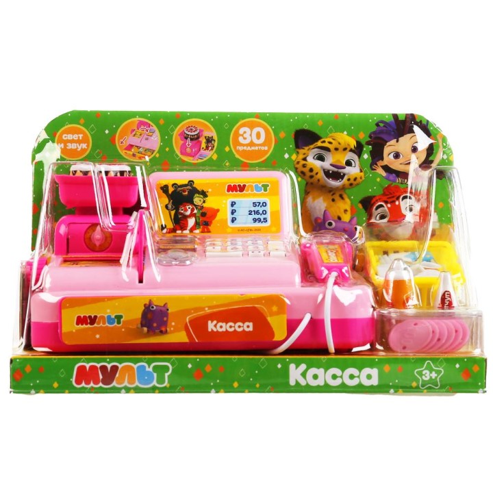 Играем вместе. Касса "Мульт" на бат. (свет, звук) в кор арт.1901U017-R