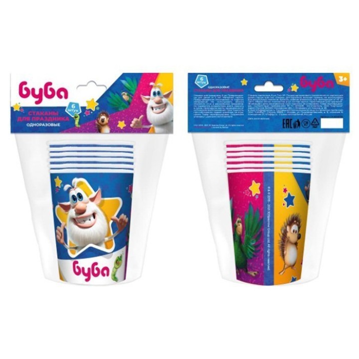 Набор бумажных стаканов "Буба" 6 шт арт.CP-58356-BU