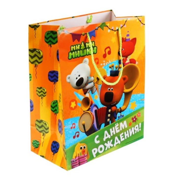 Играем вместе. Пакет подарочный "МиМиМишки. С днем рождения!" 33х46х20см, арт.CLRBG-MMMHB-03-1