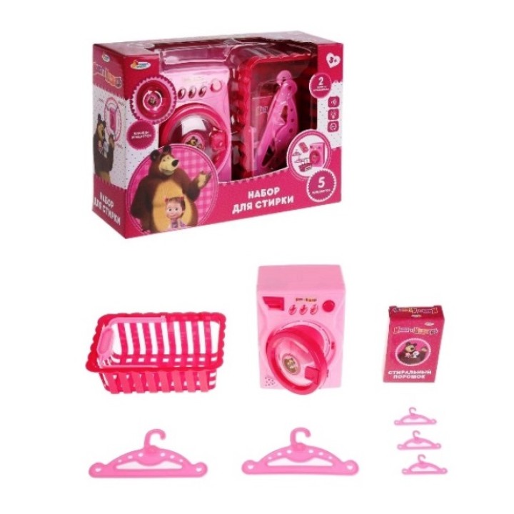 Играем вместе. Набор для стирки "Маша и Медведь" на бат, свет,звук. арт.B1120032-R