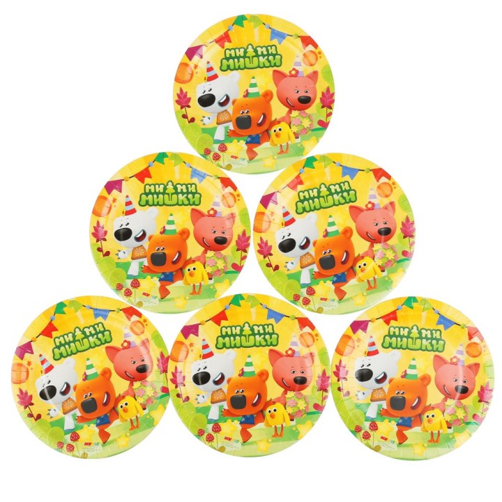 Веселый праздник. Тарелки бумажные "МиМиМишки" 6шт. 18 см, пакет+хедер, арт.PP-51979-MIMI