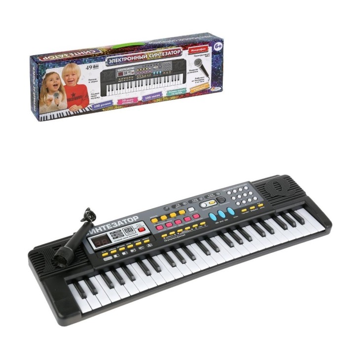 Играем вместе. Электронный синтезатор 49 клавиш, микрофон, 35,5х6х17см арт.B1035325-R