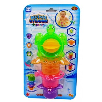 Веселое купание. Черепаха-мельница для ванной, с аксес. 4 пред, на блистере арт.PT-00527