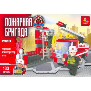 Конструктор "Пожарная бригада". Пожарная машина, 133 детали, 22.3x4.8x15.3см арт.21401