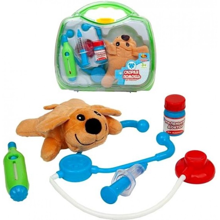 Маленький доктор. Скорая помощь для животных, чемоданчик с плюшевой собакой арт.PT-01242