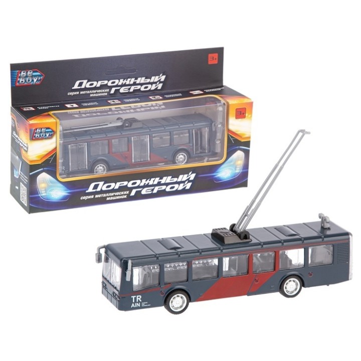 Beboy. Троллейбус инерц. (металл.), свет. и звук эффекты, открыв. двери, резин. покр арт.IT107328