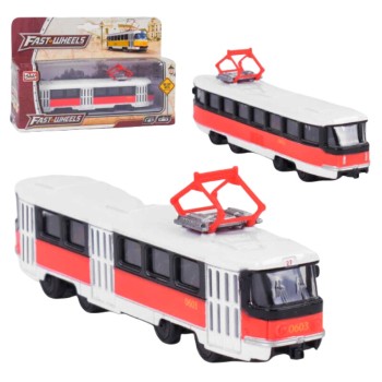 Play Smart. Трамвай метал. инерц. М1:54 19,5*5*8 см в кор. (цв. красный) арт.6411D/DT