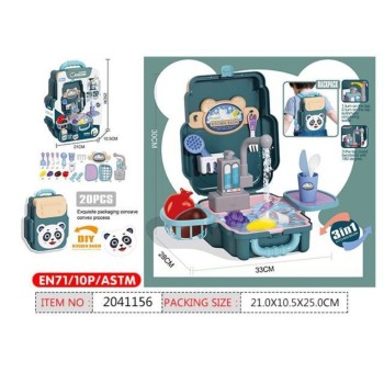 Игровой набор "Кухня" (20 предметов) наст вода из крана, в рюкзаке арт.2041156