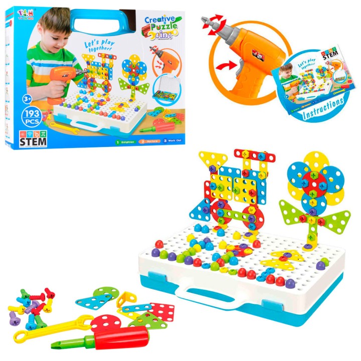 Конструктор 4в1 с инструментами для сборки и полем, 193 дет. в/к арт.1867333