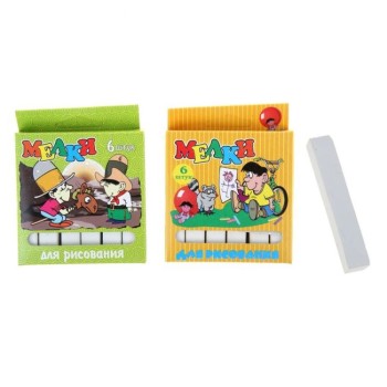 Мелки школьные белые 6 штук, 8*10*2 см арт.КВР 06Б