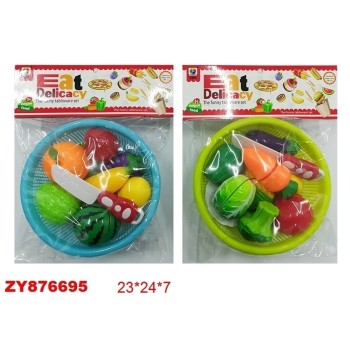 Набор "Продукты" для резки на липучках, в комплекте: чаша и нож, в/п 23*24*7 см. арт.ZY876695