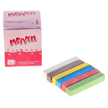 Мелки школьные набор в класс 20 белых5 цветных 7*7*8 см арт.МШБ 20/Б