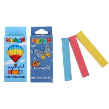 Мелки школьные цветные 3 штуки 4*10*1 см арт.КВР 03ЦВ