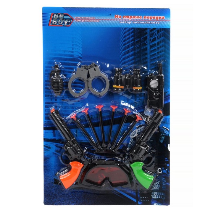BeBoy. Набор "Полиция" в комплекте 13 предметов (2 пист, наручники и др.) на блист. арт.IT100554