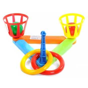 Кольцеброс 3 2 корзины, 2 мячика, 2 кольца, 30*18*10 см арт.PL6993