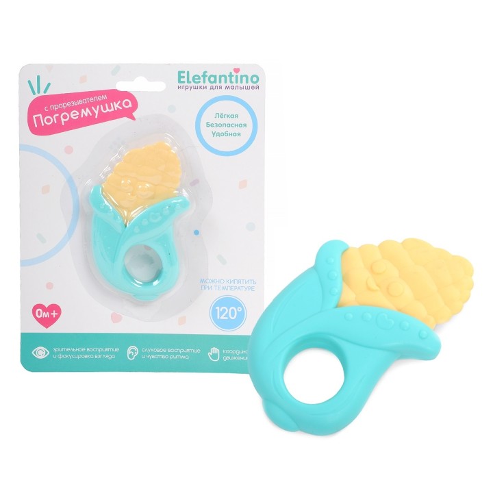 Elefantino. Погремушка "Кукурузка" с элементами прорезывателя на блист. арт.IT106222
