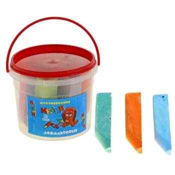 Мелки асфальтовые в ведёрке цветные 13 штук, 9*9*8 см арт.KBP Aсф 13ЦВ