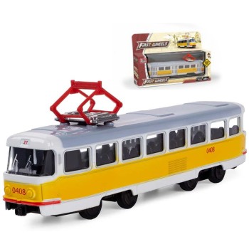 Play Smart. Трамвай метал. инерц. М1:54 19,5*5*8 см в кор. (цв. желтый) арт.6411B/DT