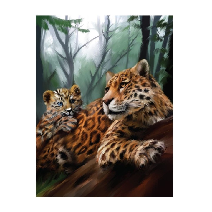 Школа талантов. Алмазная вышивка 30x40 см арт.5371223 "Леопарды" с полным заполнением на раме