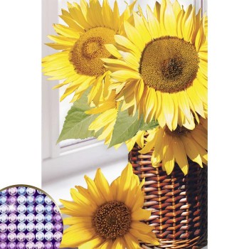 Школа талантов. Алмазная вышивка 20х30 см арт.4695889 "Подсолнухи" с частичным заполнением на холсте