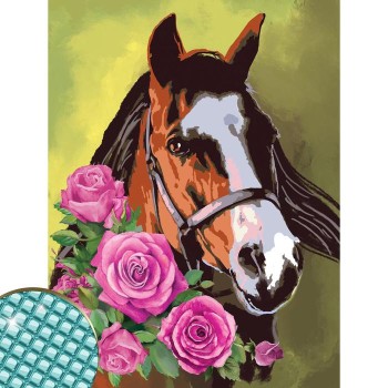 Школа талантов. Алмазная вышивка 30х40 см арт.3679118 "Лошадь" с полным заполнением на раме