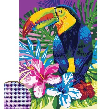 Школа талантов. Алмазная вышивка 15х21 см арт.3690737 "Тукан" с частичным заполнением (холст)