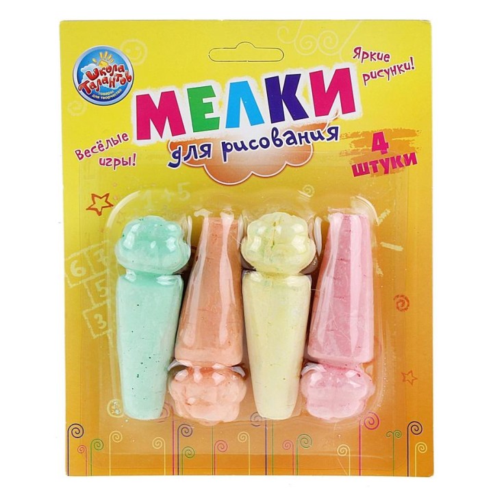 Школа талантов. Мелки для рисования арт.553292 набор 4 шт. "Морковки"