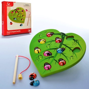 Игра рыбалка "Лист и божьи коровки" 22,7х3,5х23 см (дерево) арт.4410181