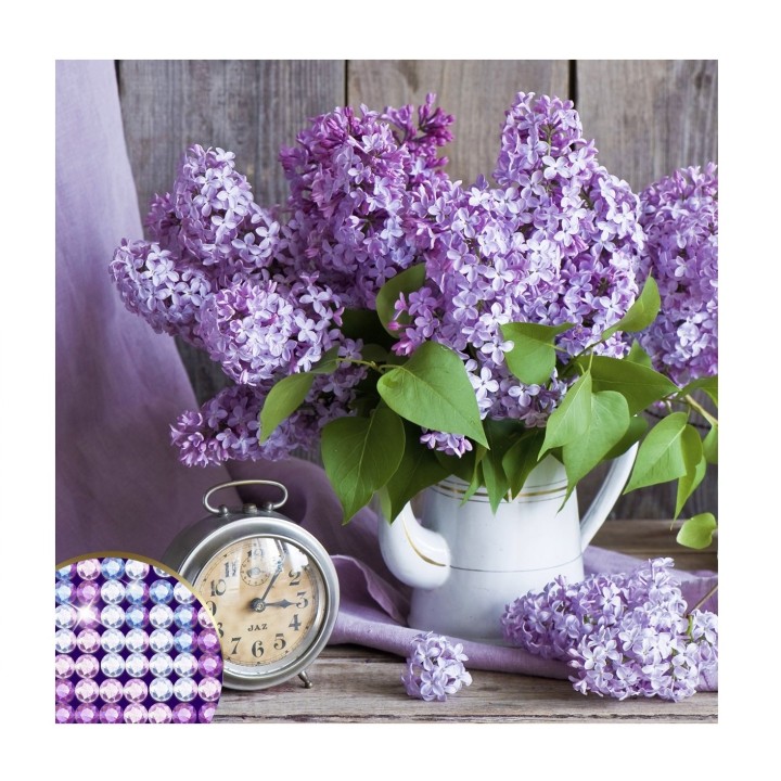 Школа талантов. Алмазная вышивка 37х37 см арт.1448699 "Сирень" с частичным заполнением