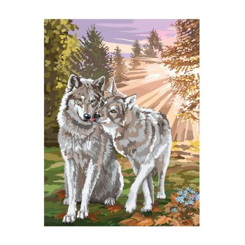 Школа талантов. Алмазная вышивка 30x40 см арт.5371221 "Волки" с полным заполнением на раме