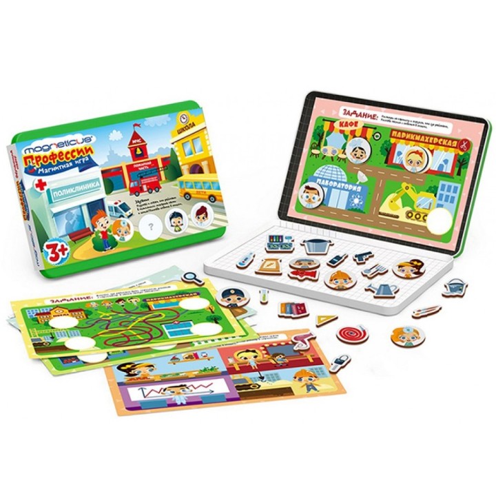 Magneticus.Магнитная игра "Профессии" в металлической коробке арт.POL-014