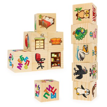 Анданте. RDI-D464-66a Ассоциации на кубиках №2. (одежда,мебель,ферма,птицы,раст.,овощи,насек 12 куб)