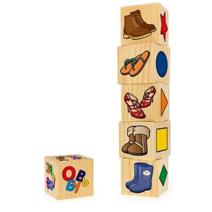 Анданте. RDI-D465a Асс-ции на кубиках №3 (фигуры,обувь,дикие жив-е,транспорт,еда,сказки, 6 куб-в)