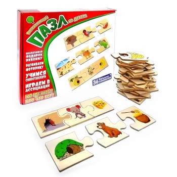 Анданте. RDI-D592a Кто где живет? Кто что ест?. Играем в ассоциации. Пазл из дерева. 36 эл-тов