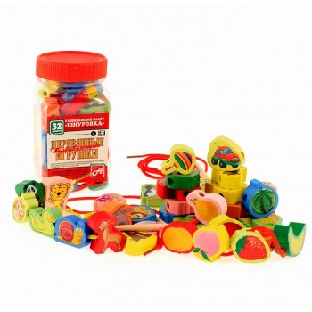 Анданте. РДИ. Д044-а Бусы-шнуровка "Ассорти" цветное изображение. 32 эл. в банке