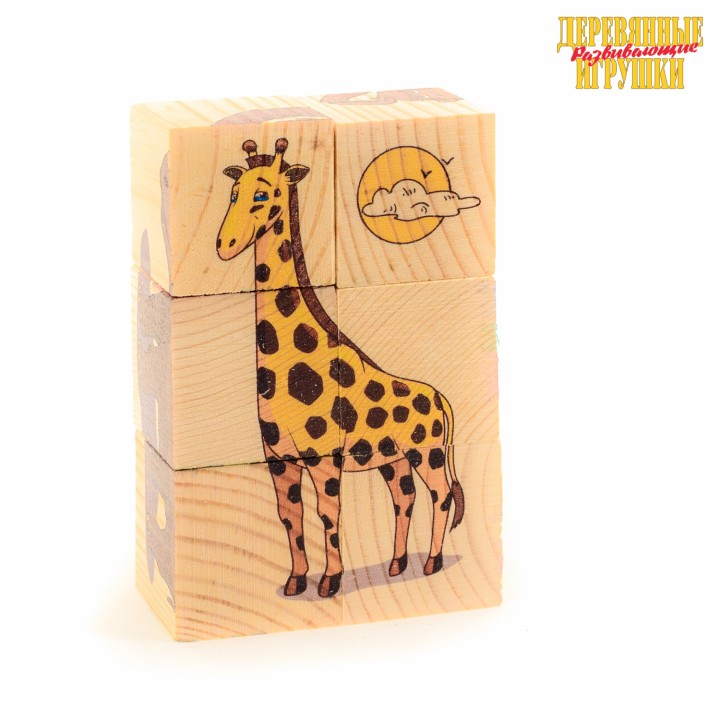 Анданте. Д487а Кубики-пазл 6 эл. "Животные"