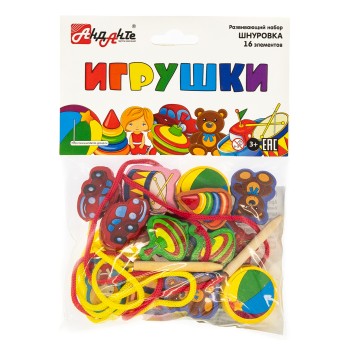 Анданте. RDI-D006a Развивающий набор шнуровка "Игрушки" 16 эл-в